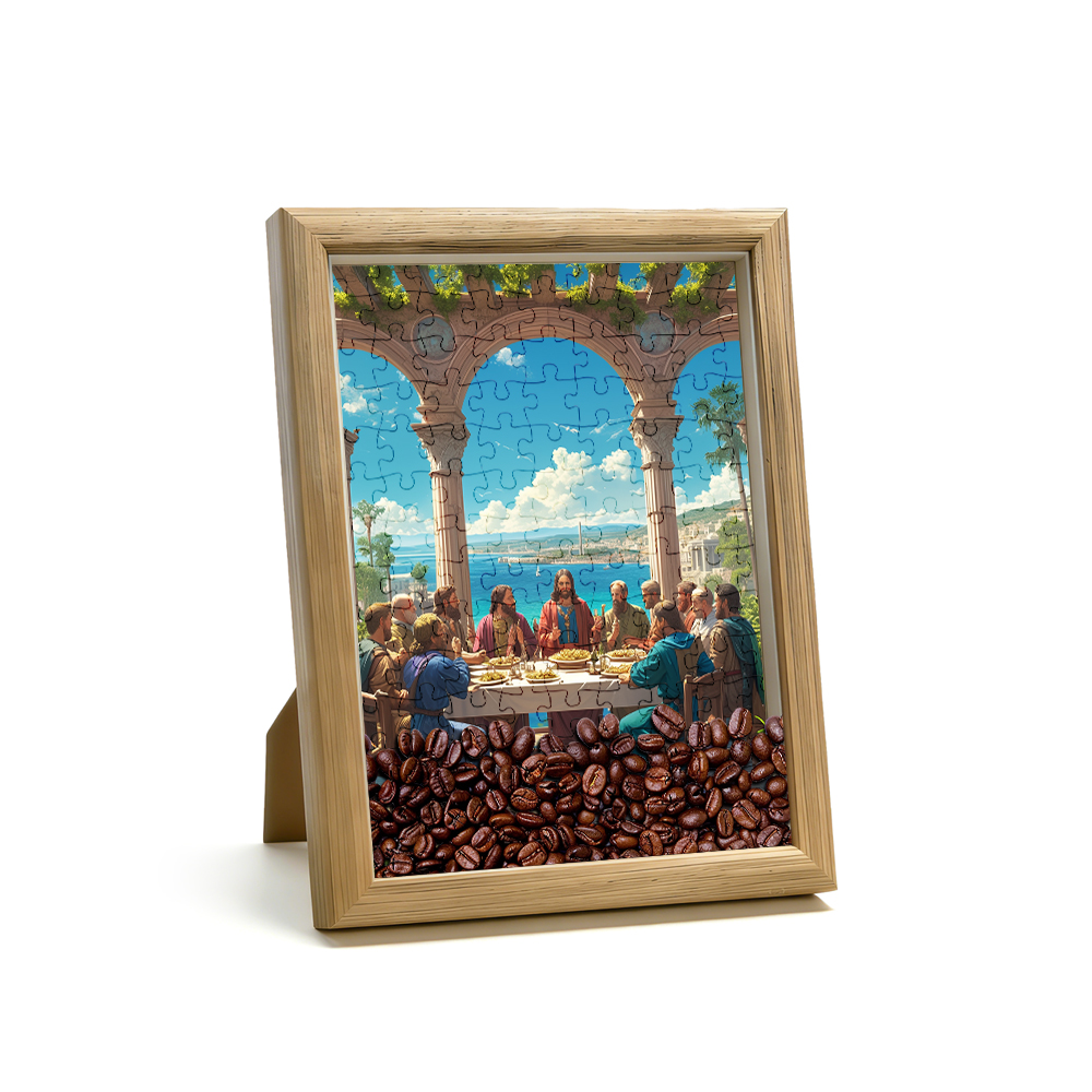 The Last Supper Coastal Jigsaw Puzzle, 126 Pieces Wooden Puzzle with Frame, Christian Art Decor Gift product image