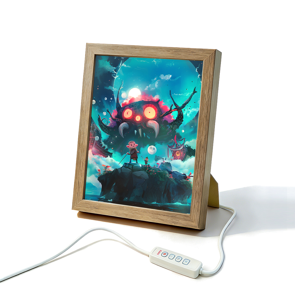 Anime Demon Monster LED Light Up Frame, Fantasy Battle Light Art, Dimmable Night Light Decor product image